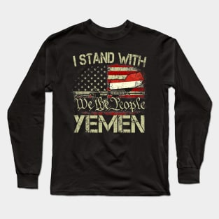 I Stand With Yemen, We the People American Flag Long Sleeve T-Shirt